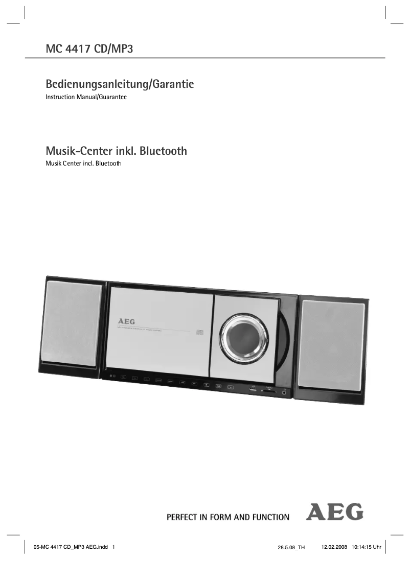 Page 1 de la notice Manuel utilisateur AEG MC 4417 CD/MP3