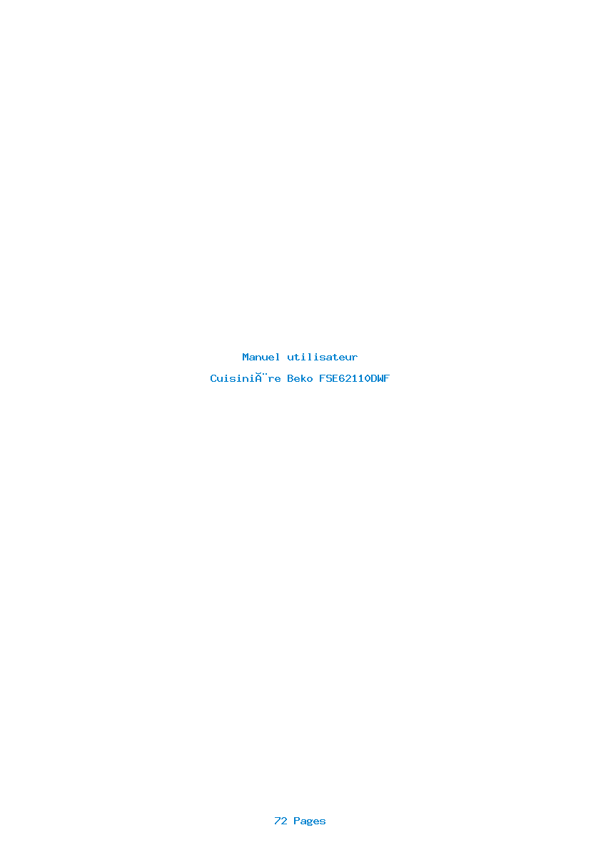 Page 1 de la notice Manuel utilisateur Beko FSE62110DWF