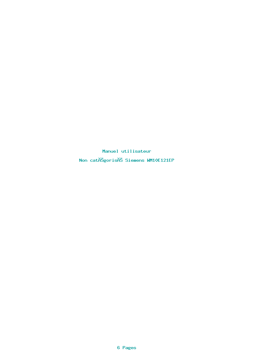 Page 1 de la notice Manuel utilisateur Siemens WM10E121EP
