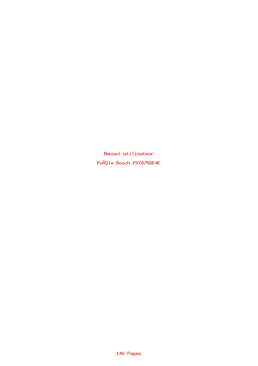 Page 1 de la notice Manuel utilisateur Bosch PXY875DE4E