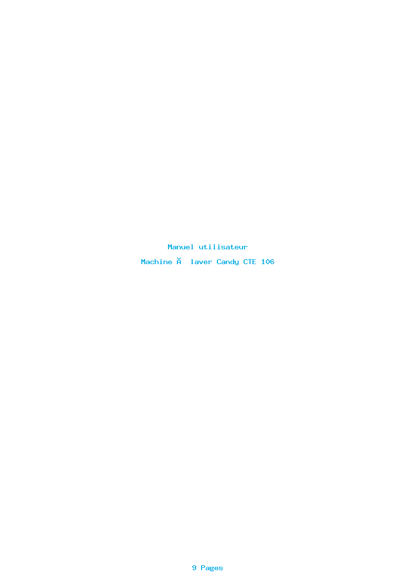 Page 1 de la notice Manuel utilisateur Candy CTE 106