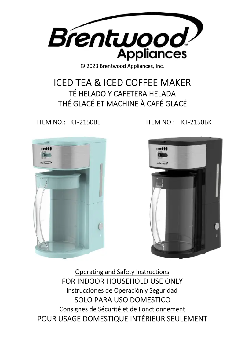 Page 1 de la notice Manuel utilisateur Brentwood KT-2150BK