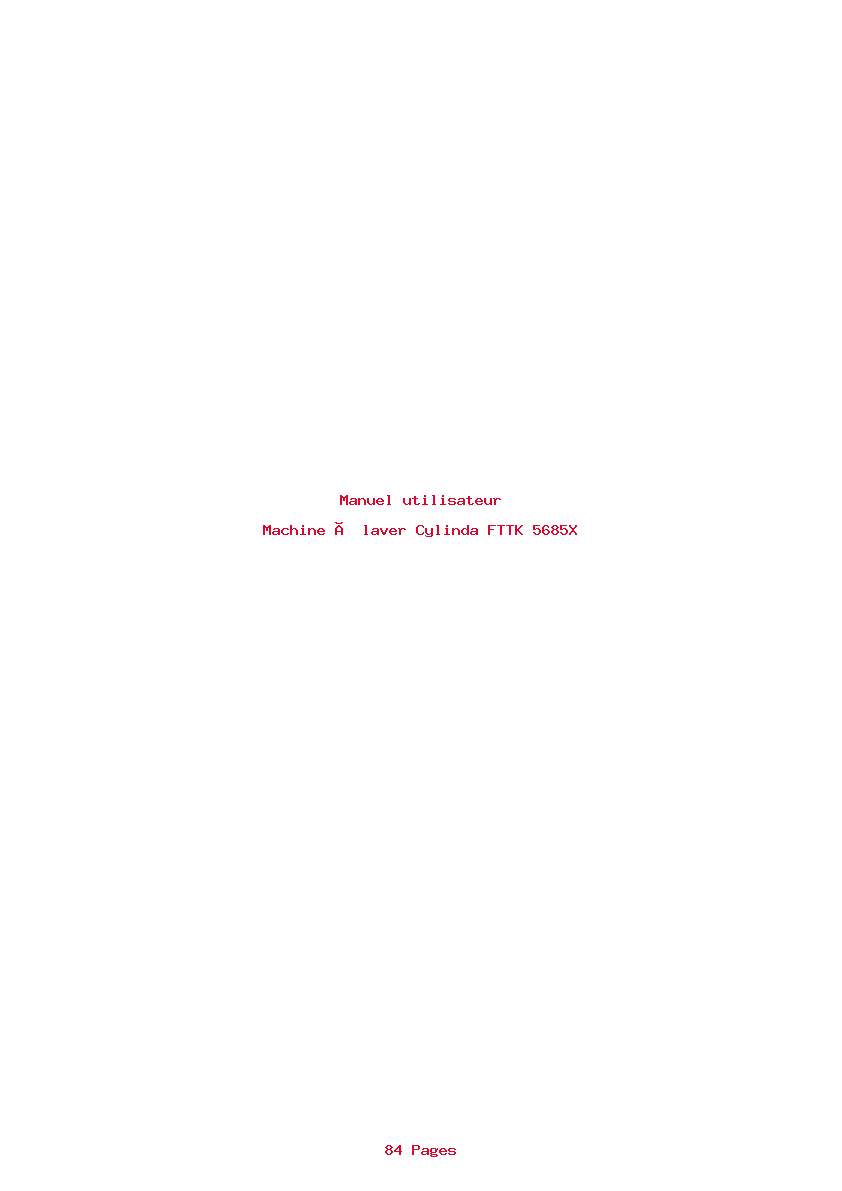 Page 1 de la notice Manuel utilisateur Cylinda FTTK 5685X
