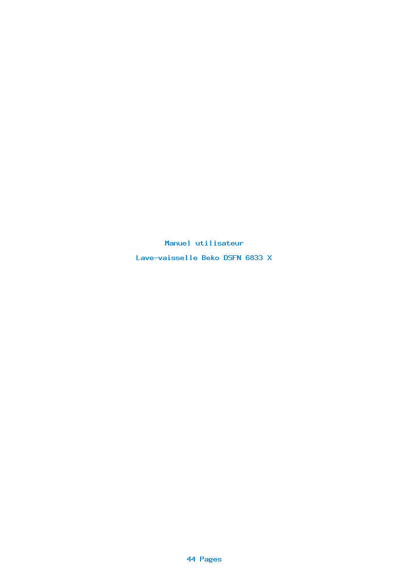 Page 1 de la notice Manuel utilisateur Beko DSFN 6833 X