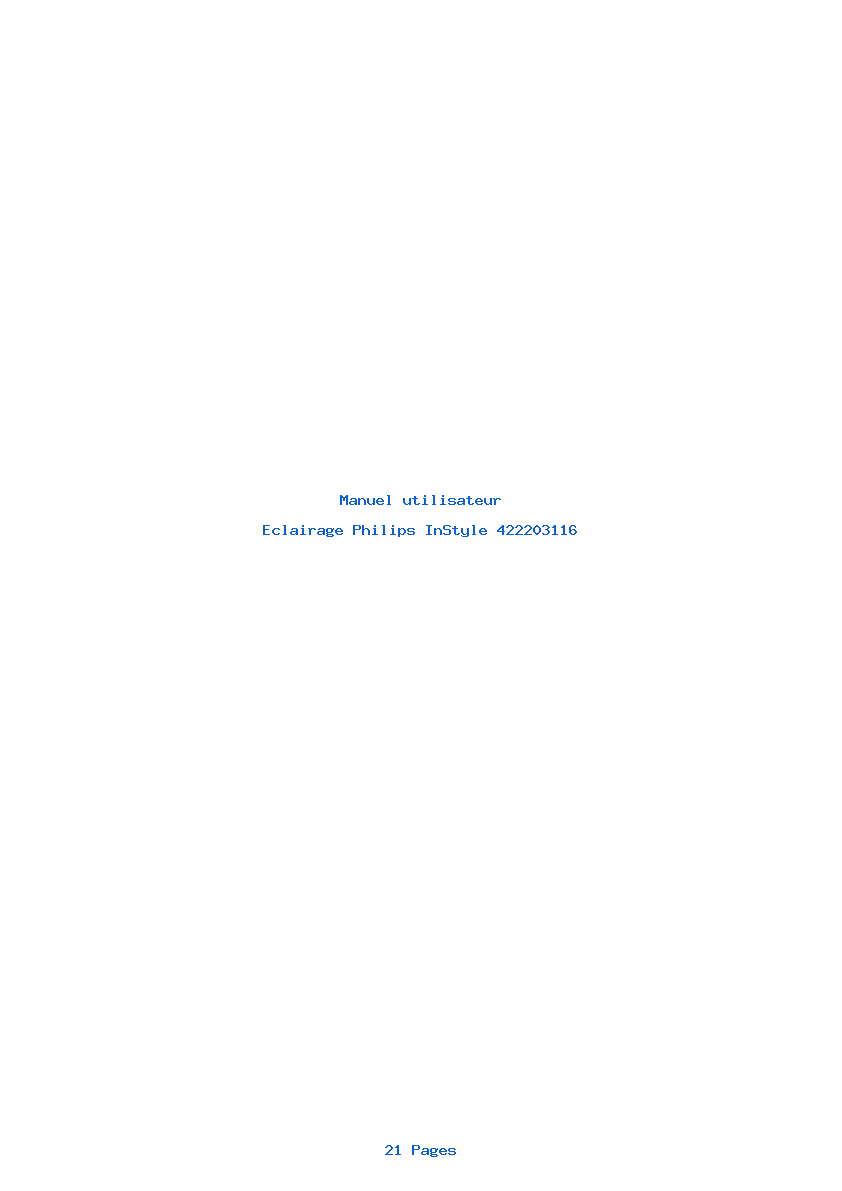 Page 1 de la notice Manuel utilisateur Philips InStyle 422203116