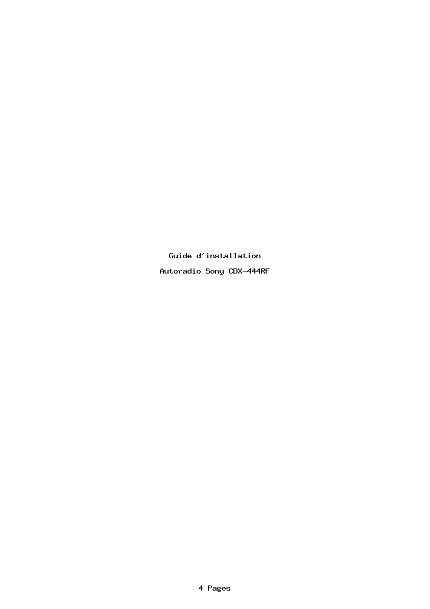 Page 1 de la notice Guide d'installation Sony CDX-444RF