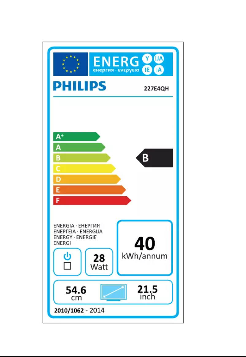 Page 1 of the manual Energy Label Philips 227E4QHSD