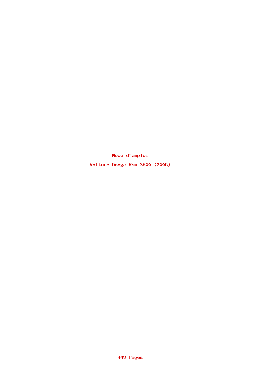 Page 1 de la notice Mode d'emploi Dodge Ram 3500 (2005)