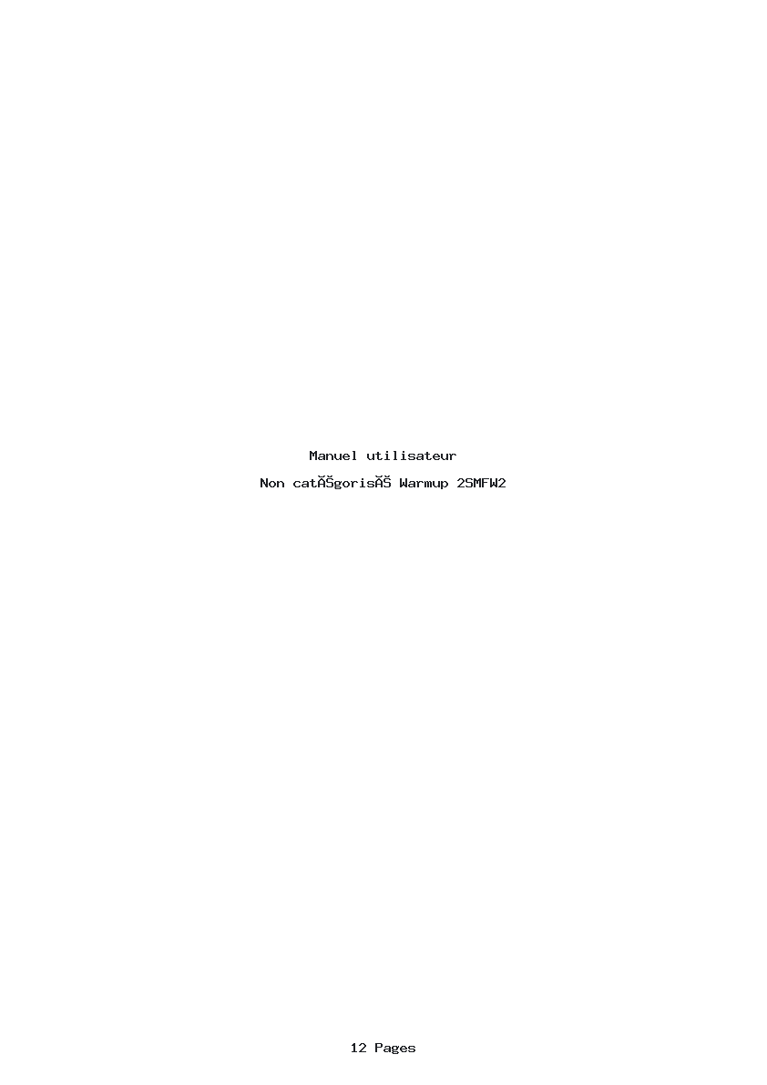 Page 1 de la notice Manuel utilisateur Warmup 2SMFW2