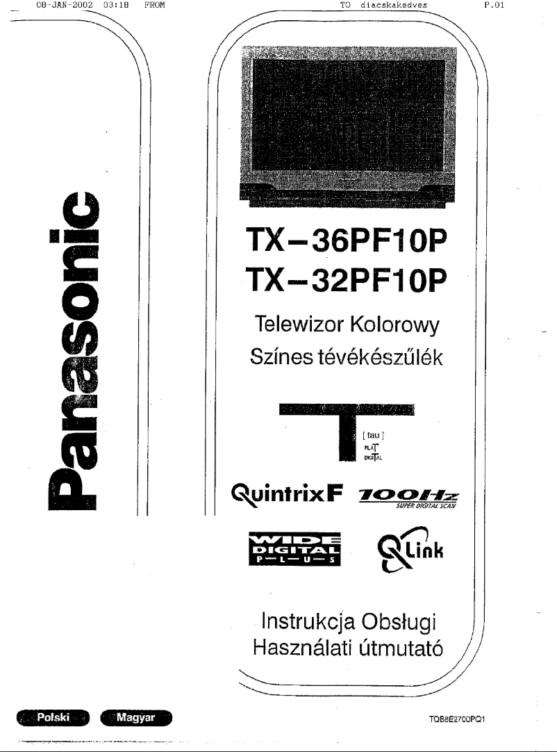 Page 1 de la notice Manuel utilisateur Panasonic TX-36PF10P