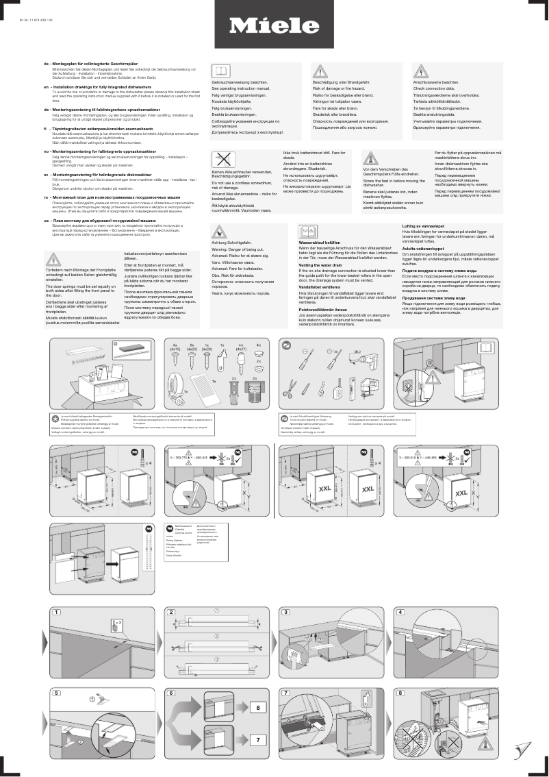 Page 1 de la notice Instructions / montage Miele G 7274 SCVi Excellence