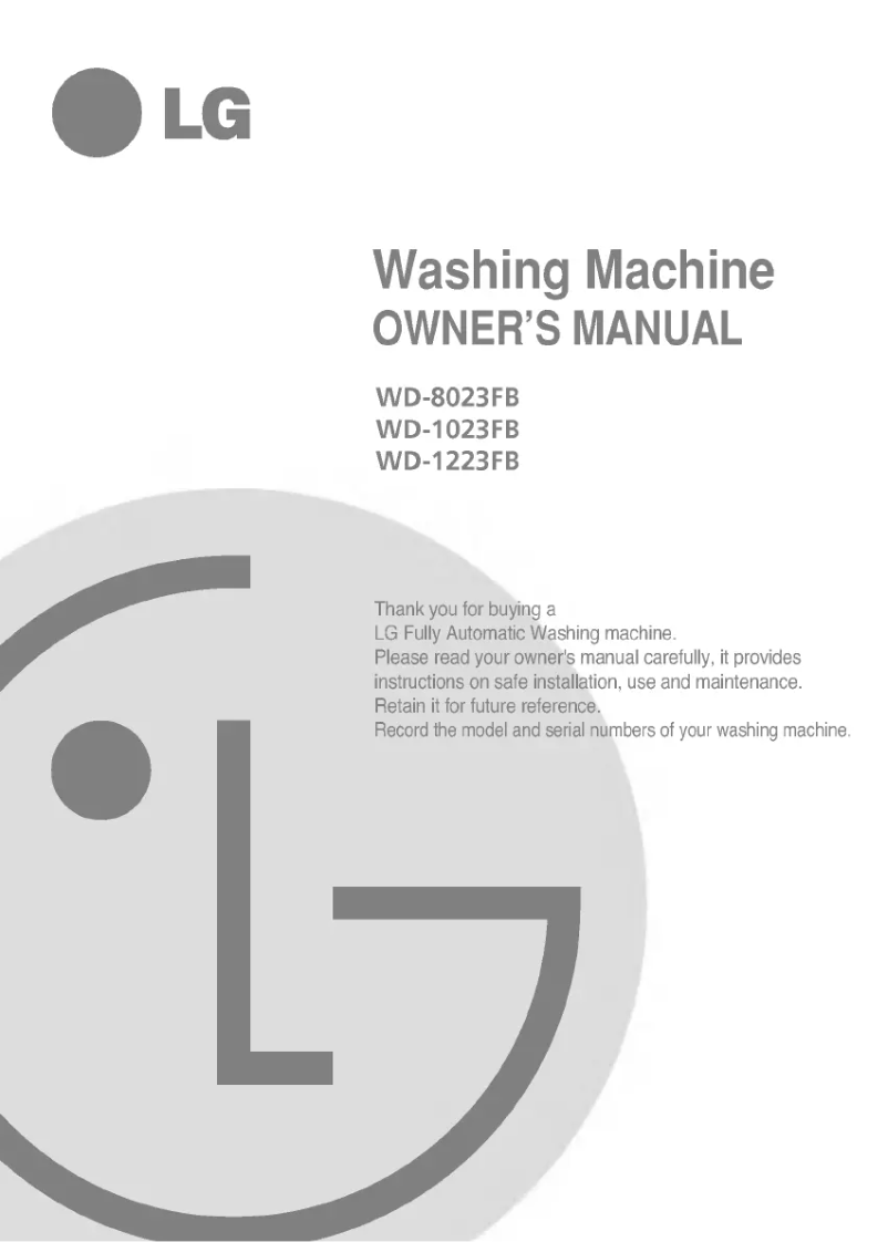 Page 1 de la notice Manuel utilisateur LG WD-1223FB