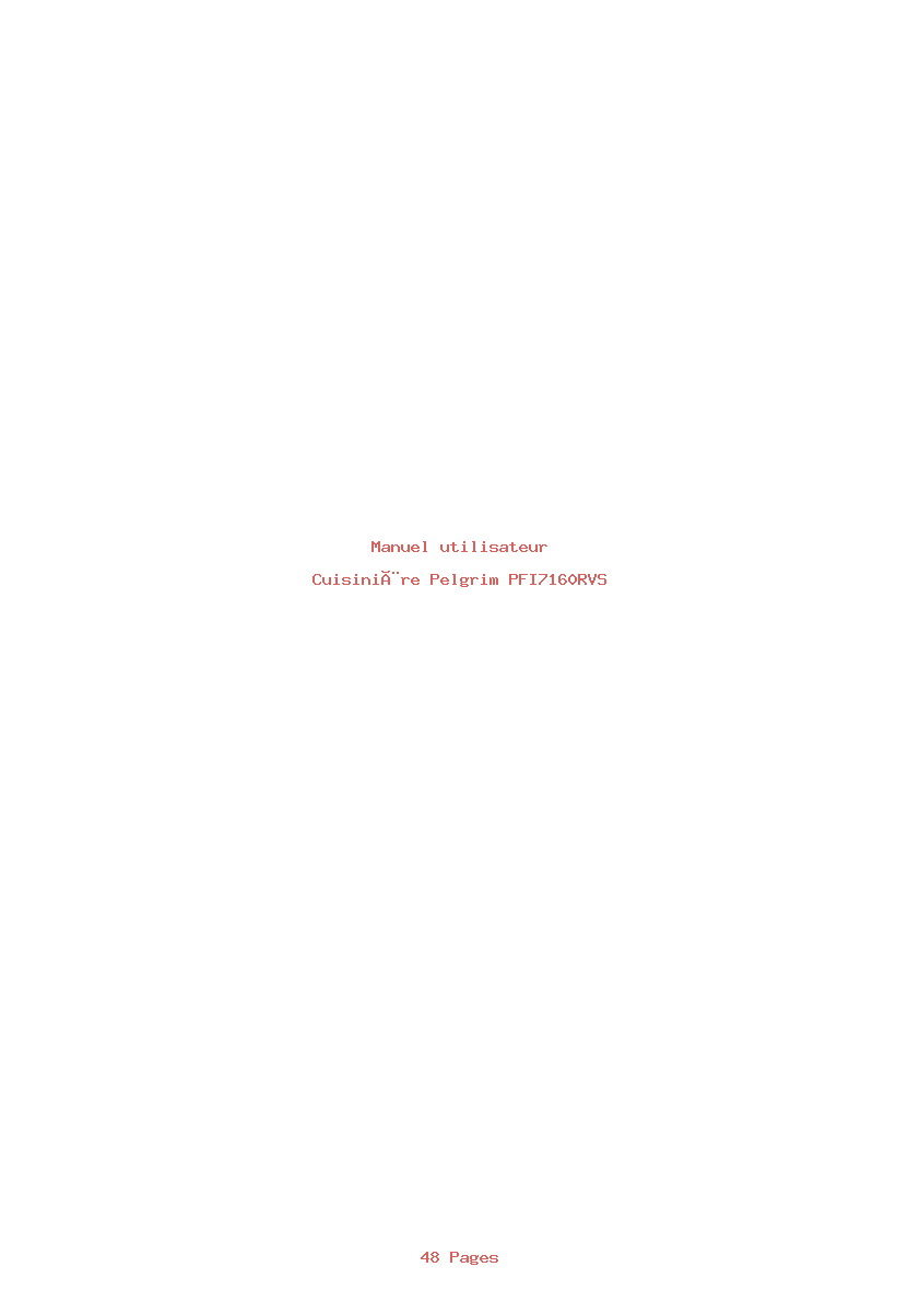 Page 1 de la notice Manuel utilisateur Pelgrim PFI7160RVS