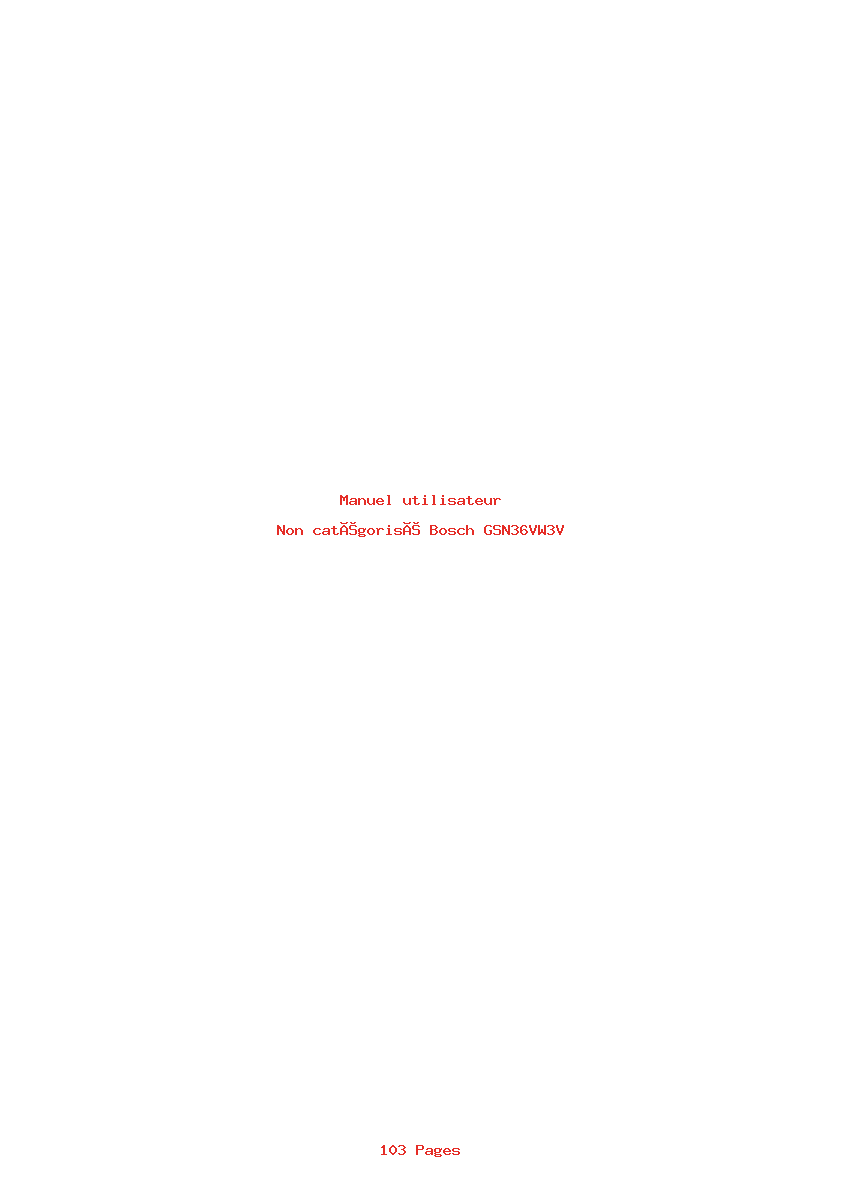 Page 1 de la notice Manuel utilisateur Bosch GSN36VW3V