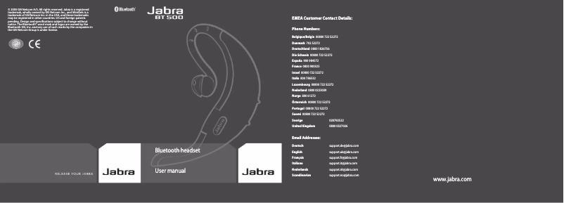 Page 1 de la notice Manuel utilisateur Jabra BT500