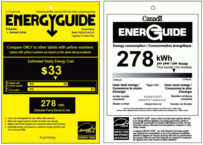 Página 1 del manual Etiqueta energética Zephyr PRB24C01ODSS