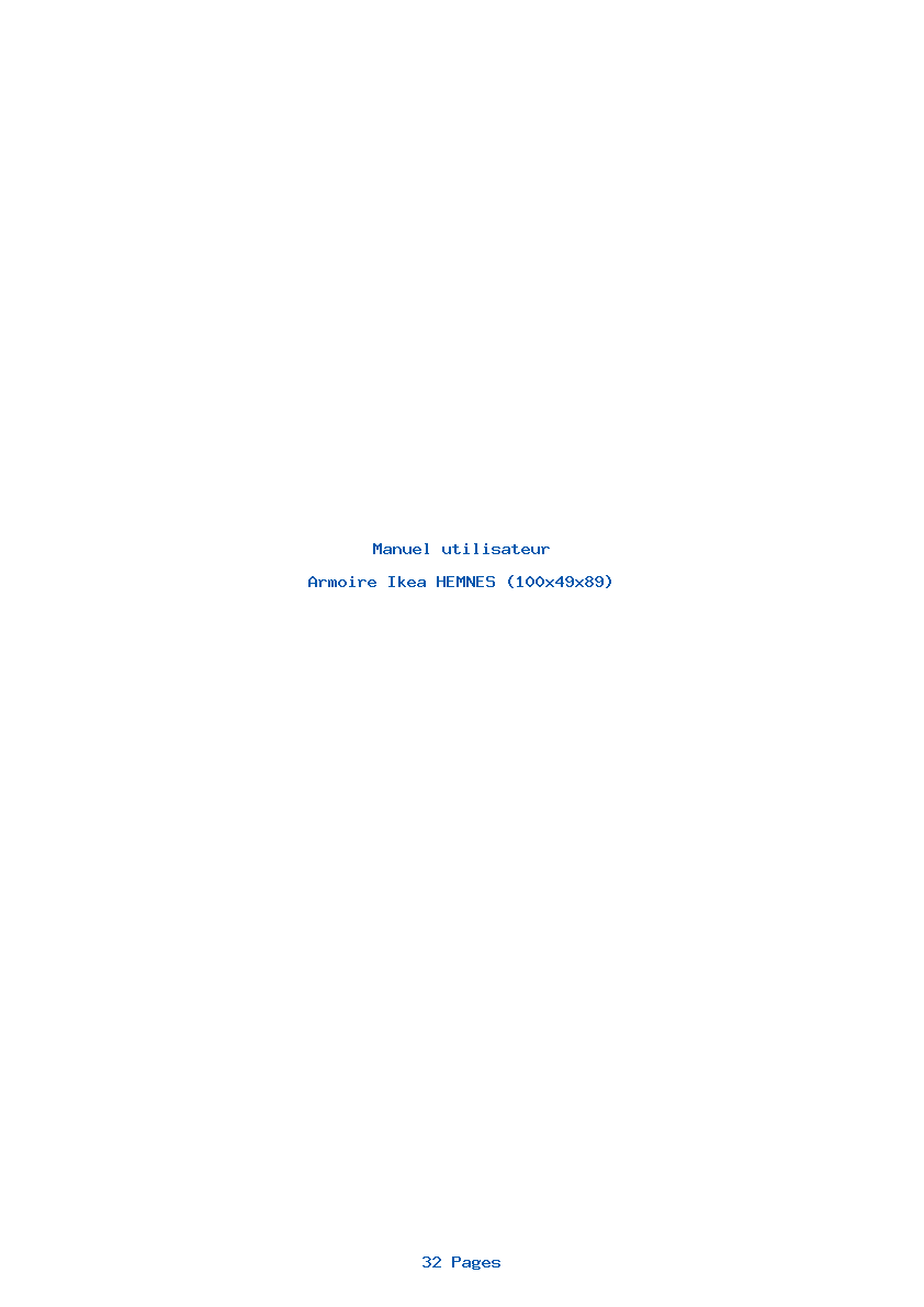 Page 1 de la notice Manuel utilisateur Ikea HEMNES (100x49x89)