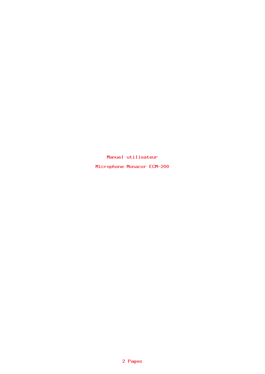 Page 1 de la notice Manuel utilisateur Monacor ECM-200