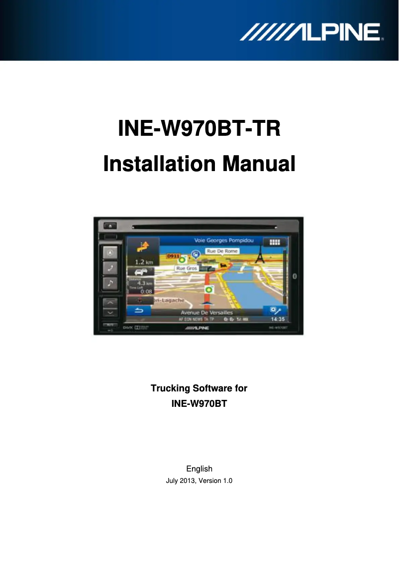 Page 1 de la notice Guide d'installation Alpine INE-W970BT
