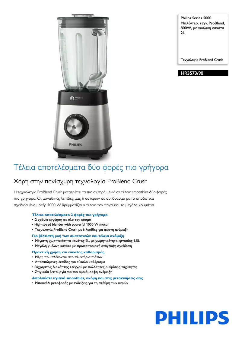 Page 1 of the manual Brochure Philips ProBlend HR3573