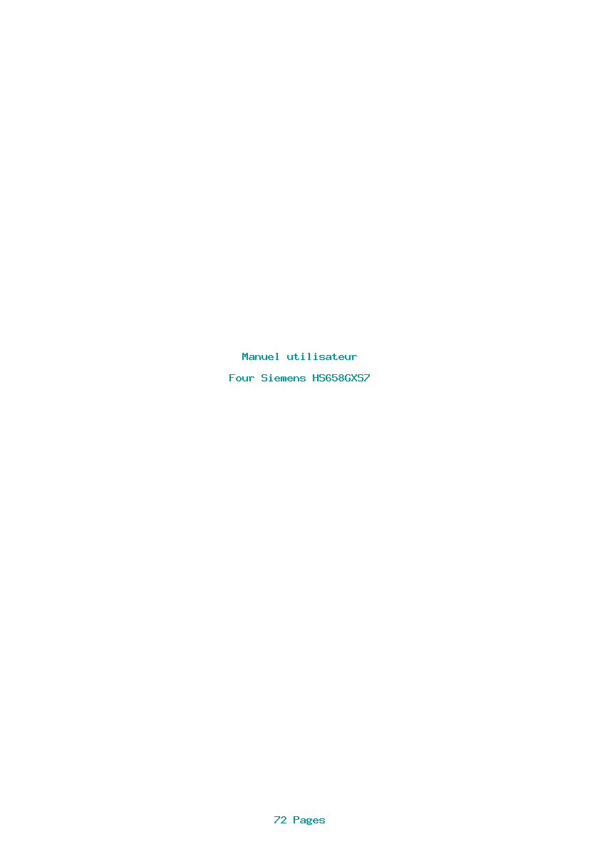 Page 1 de la notice Manuel utilisateur Siemens HS658GXS7