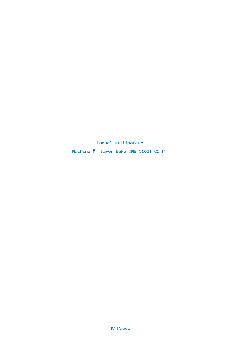 Page 1 de la notice Manuel utilisateur Beko WMB 51021 CS PT