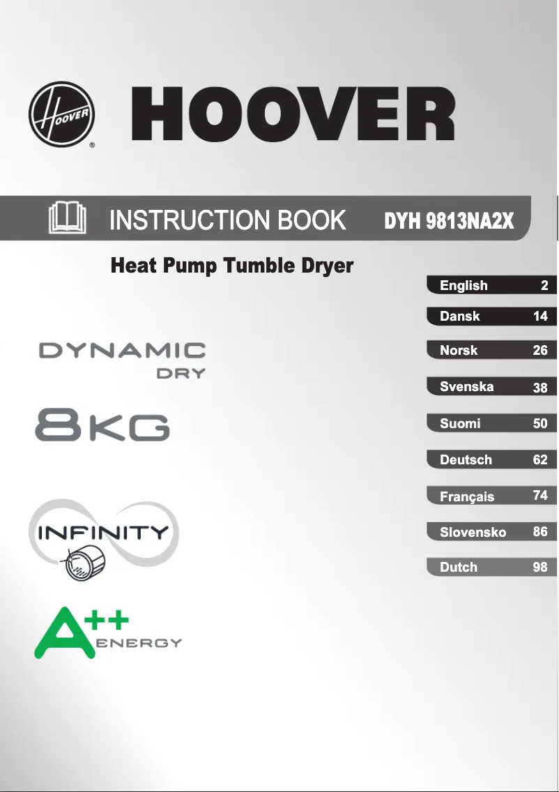 Page 1 de la notice Manuel utilisateur Hoover DYH 9813NA2X-S