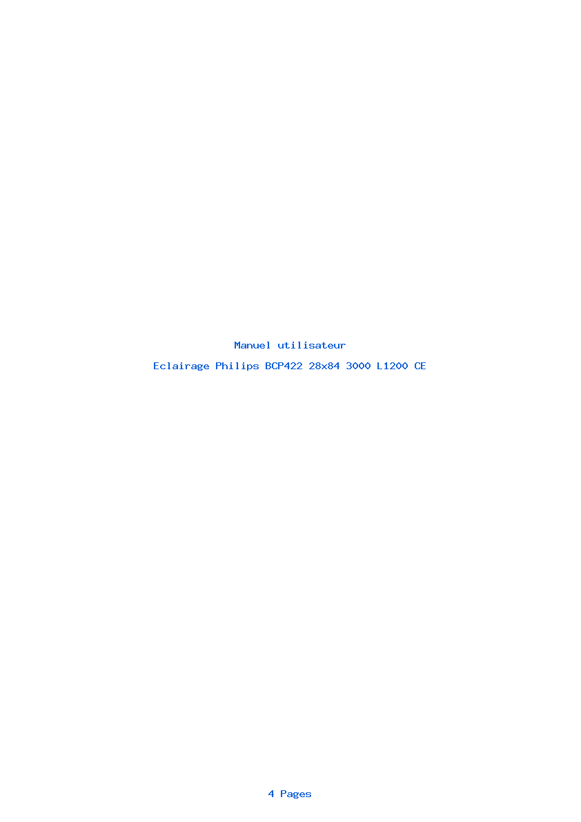 Page 1 de la notice Manuel utilisateur Philips BCP422 28x84 3000 L1200 CE