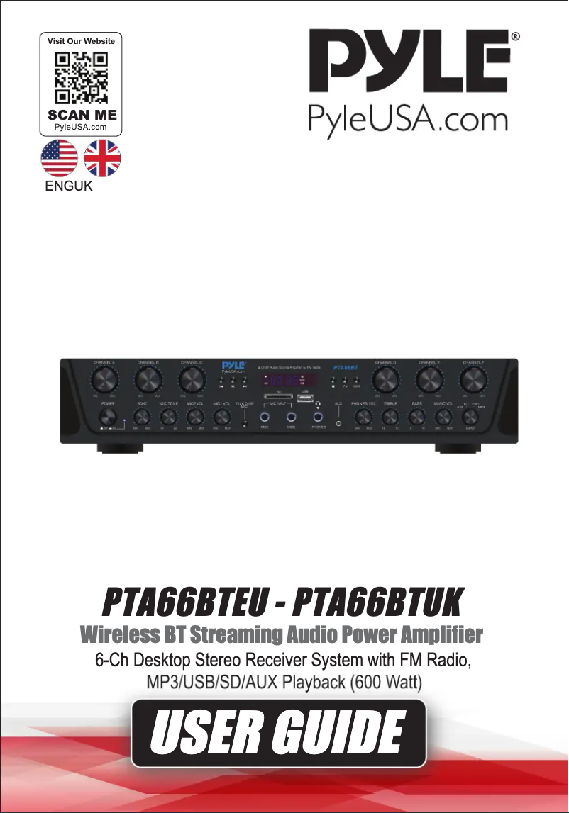 Page 1 de la notice Manuel utilisateur Pyle PTA66BT