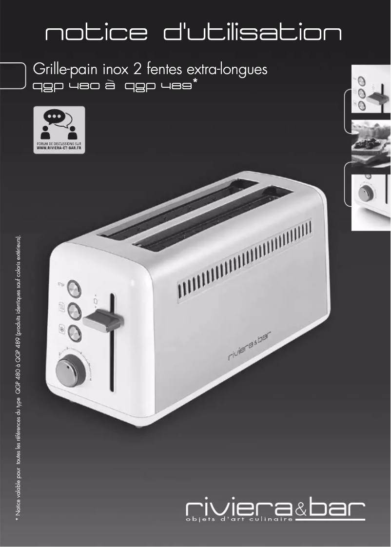 Page 1 of the manual User Manual Riviera & Bar QGP481