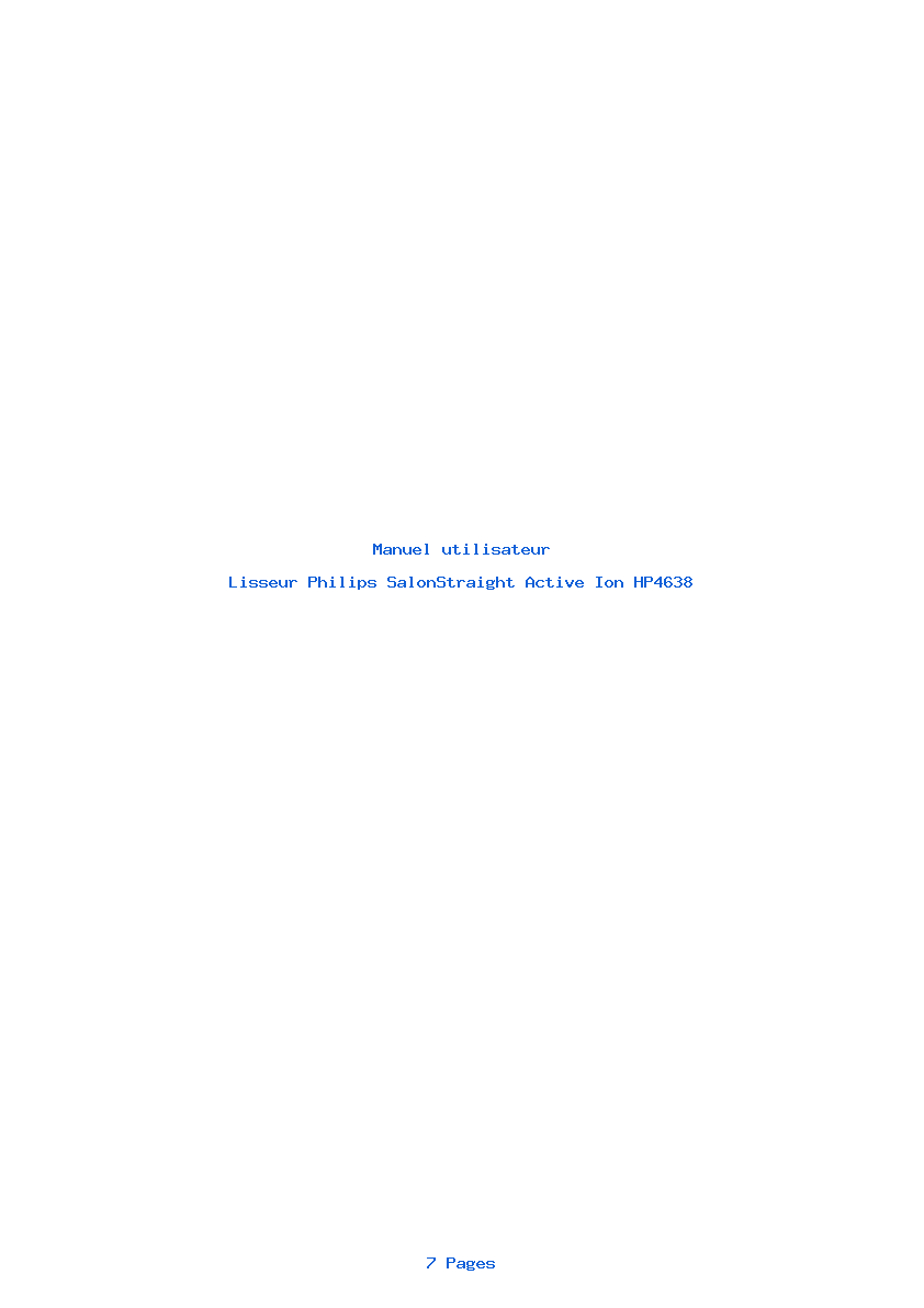 Page 1 de la notice Manuel utilisateur Philips SalonStraight Active Ion HP4638