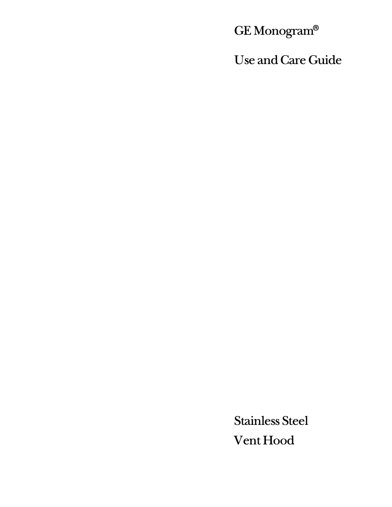 Page n°1 - Manuel d'utilisation et d'entretien GE ZV681YSS