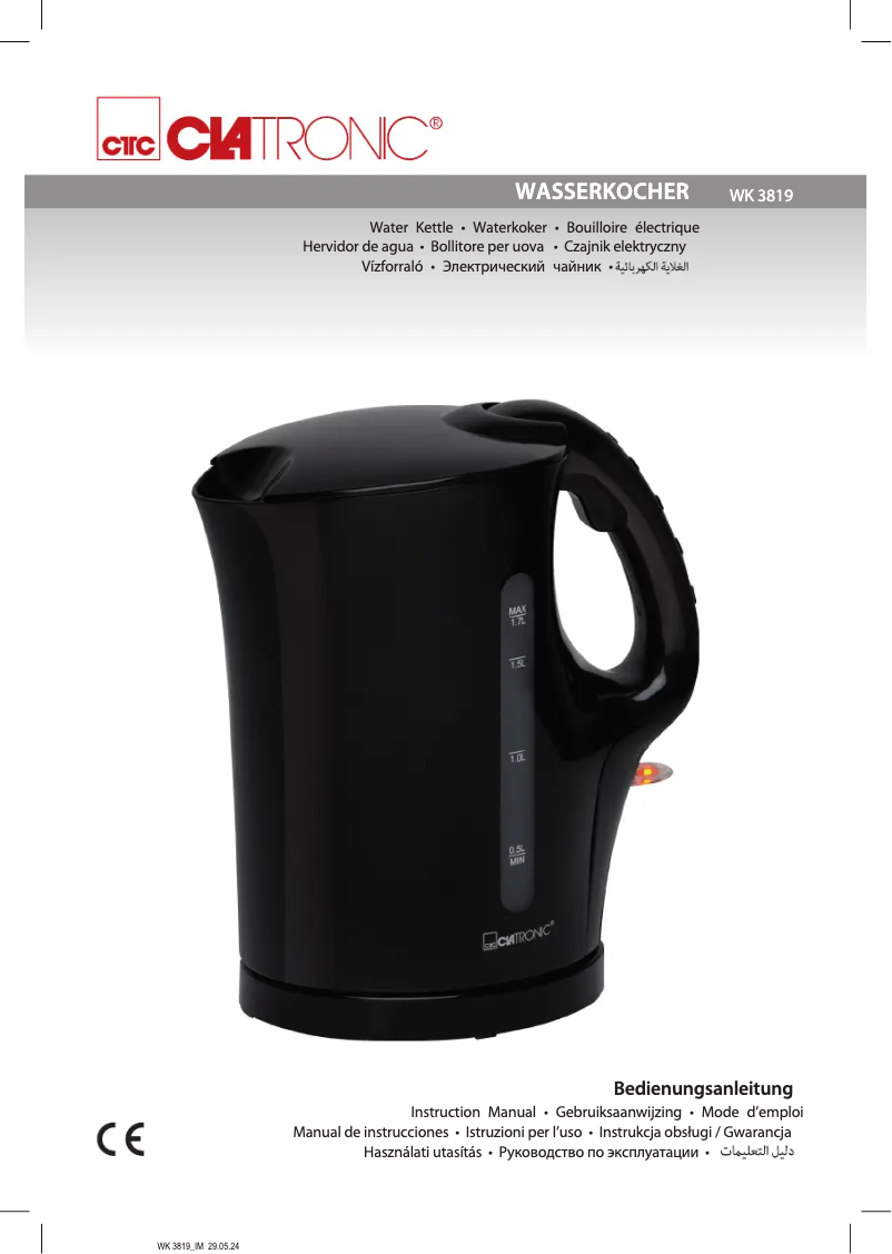 Page 1 de la notice Manuel utilisateur Clatronic WK 3819