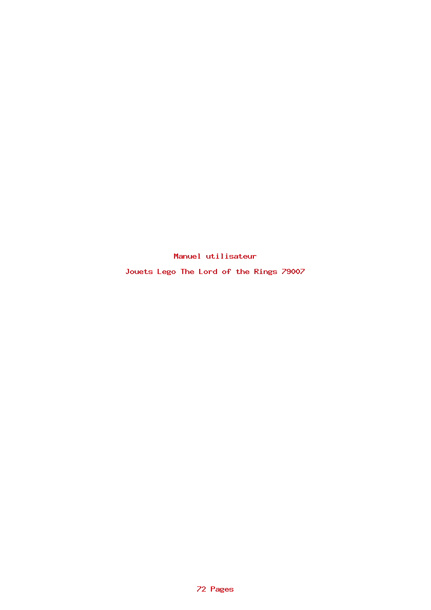 Page 1 de la notice Manuel utilisateur Lego The Lord of the Rings 79007