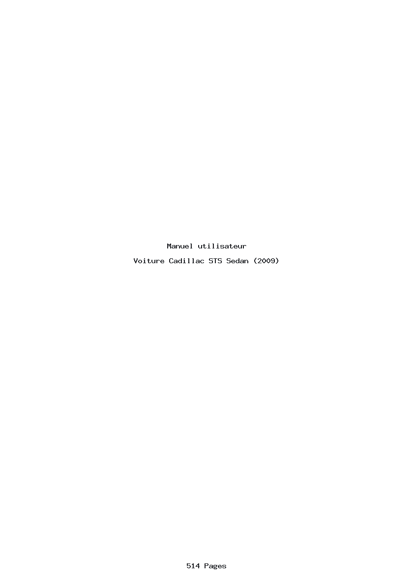 Page 1 de la notice Manuel utilisateur Cadillac STS Sedan (2009)