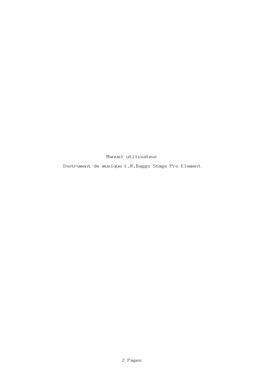 Page 1 de la notice Manuel utilisateur L.R.Baggs Stage Pro Element