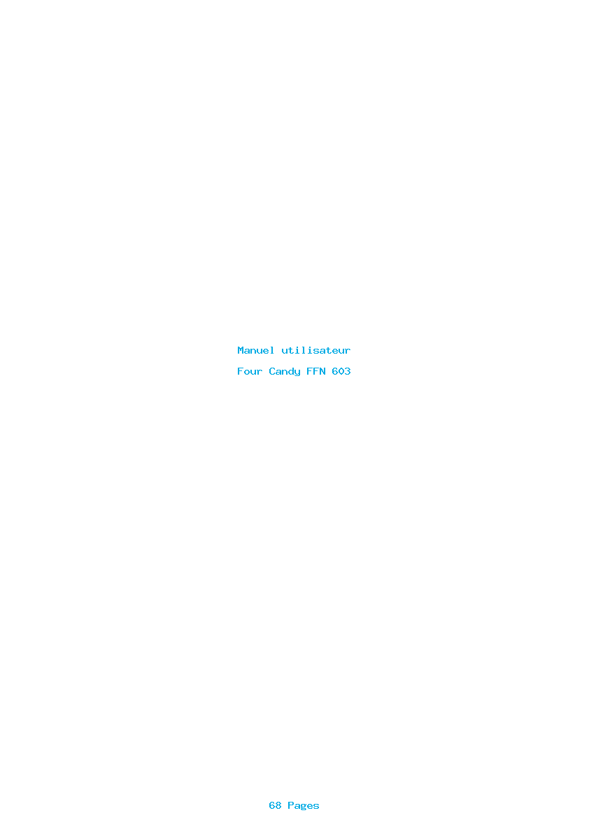 Page 1 de la notice Manuel utilisateur Candy FFN 603
