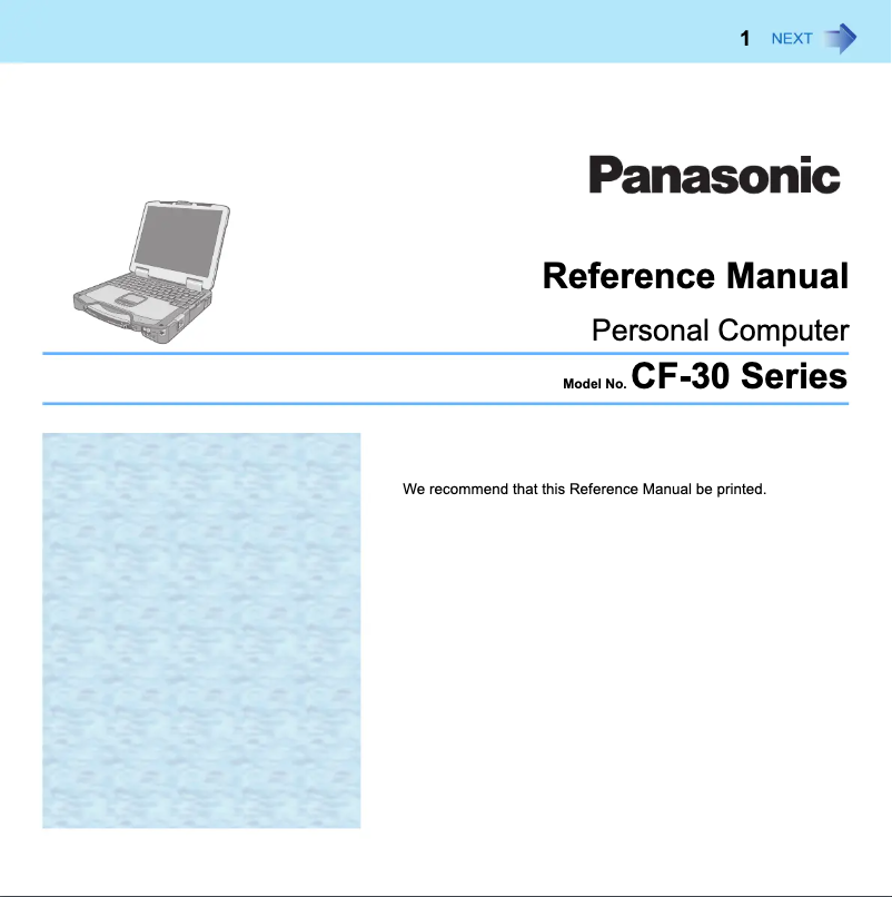 Page 1 de la notice Manuel utilisateur Panasonic Toughbook 30