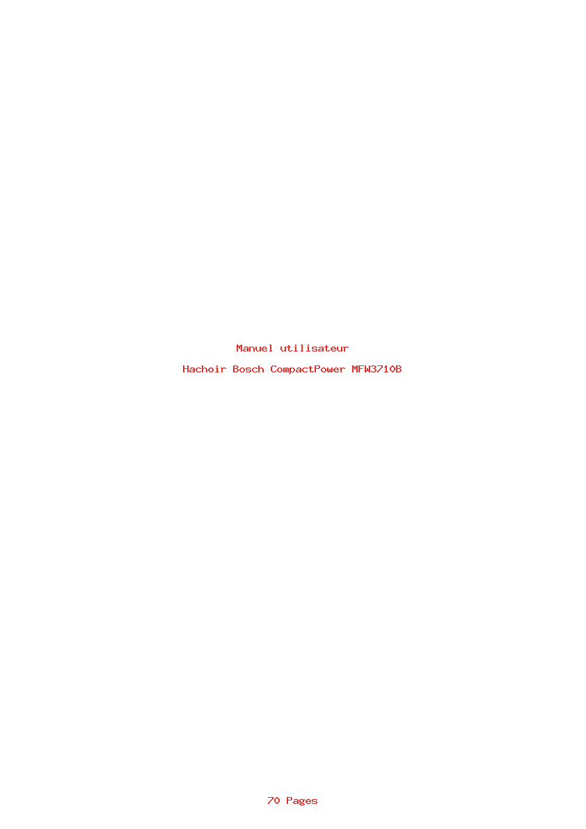 Page 1 de la notice Manuel utilisateur Bosch CompactPower MFW3710B