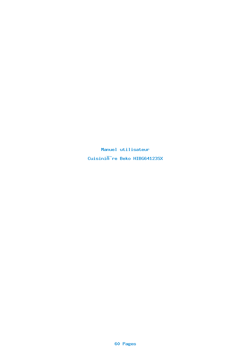 Page 1 de la notice Manuel utilisateur Beko HIBG64123SX