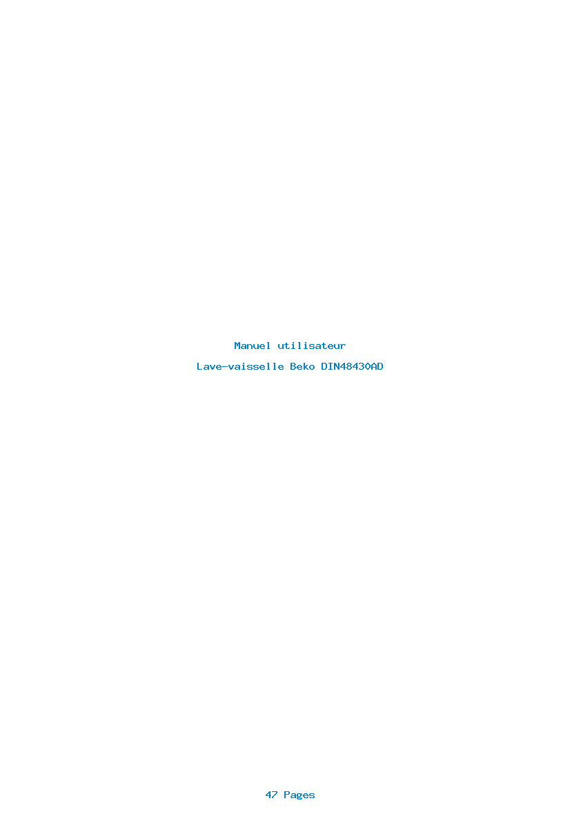 Page 1 de la notice Manuel utilisateur Beko DIN48430AD