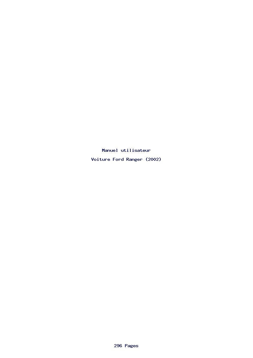 Page 1 de la notice Manuel utilisateur Ford Ranger (2002)