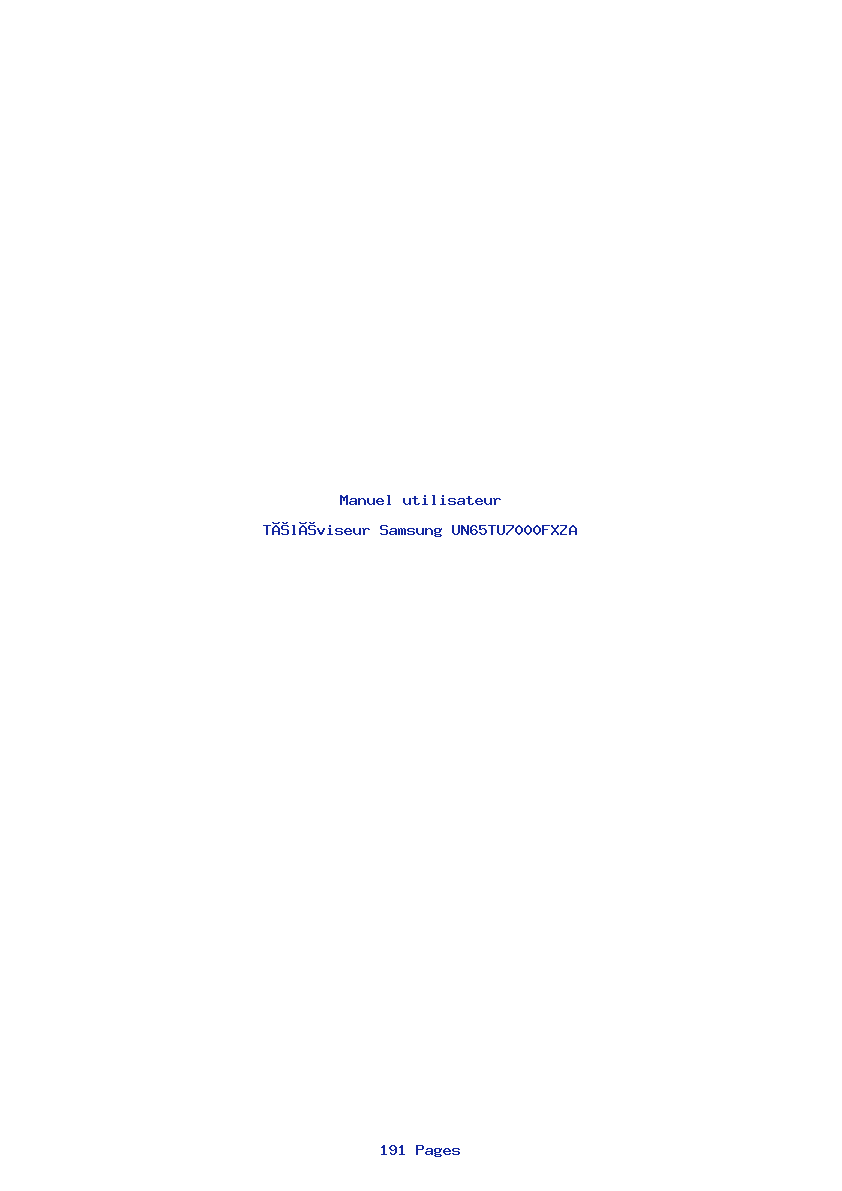 Page 1 de la notice Manuel utilisateur Samsung UN65TU7000FXZA