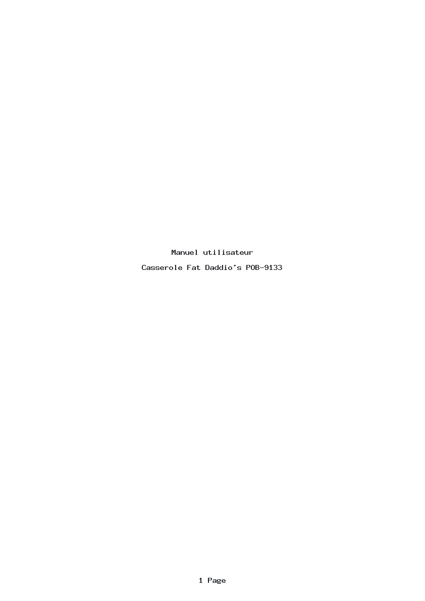 Page 1 de la notice Manuel utilisateur Fat Daddio's POB-9133