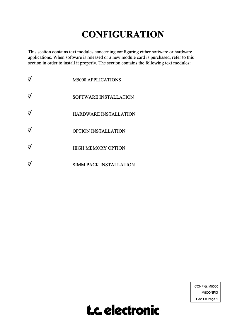 Page 1 de la notice Manuel utilisateur TC Electronic M5000