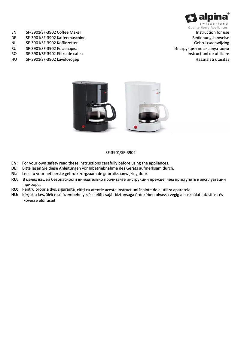 Page 1 de la notice Manuel utilisateur Alpina SF-3901