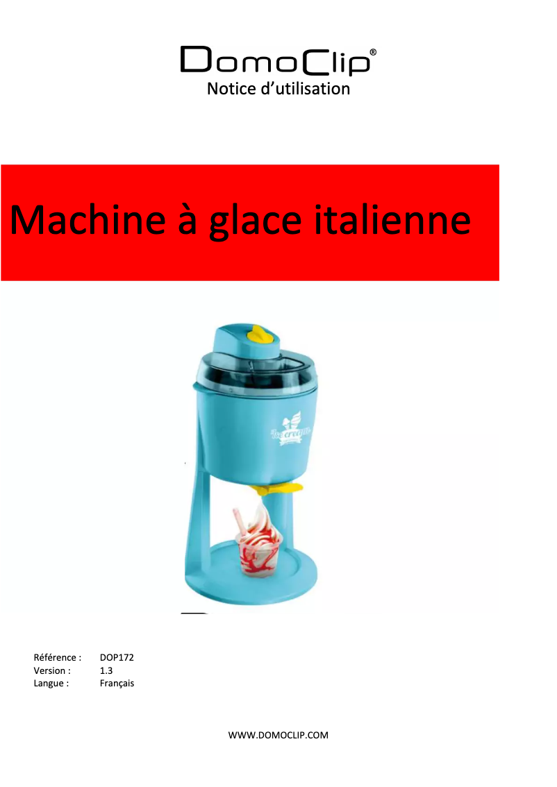 Page 1 of the manual User Manual Domoclip DOP172