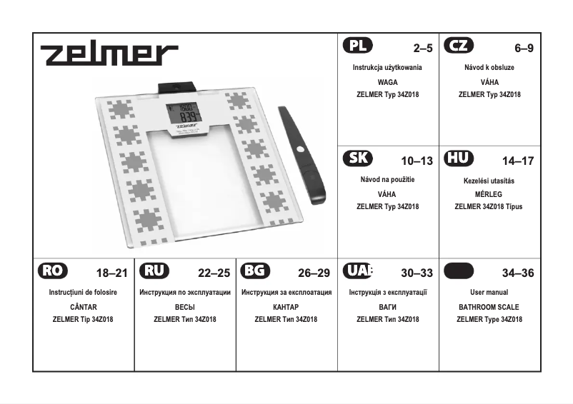 Page 1 de la notice Manuel utilisateur Zelmer 34Z018