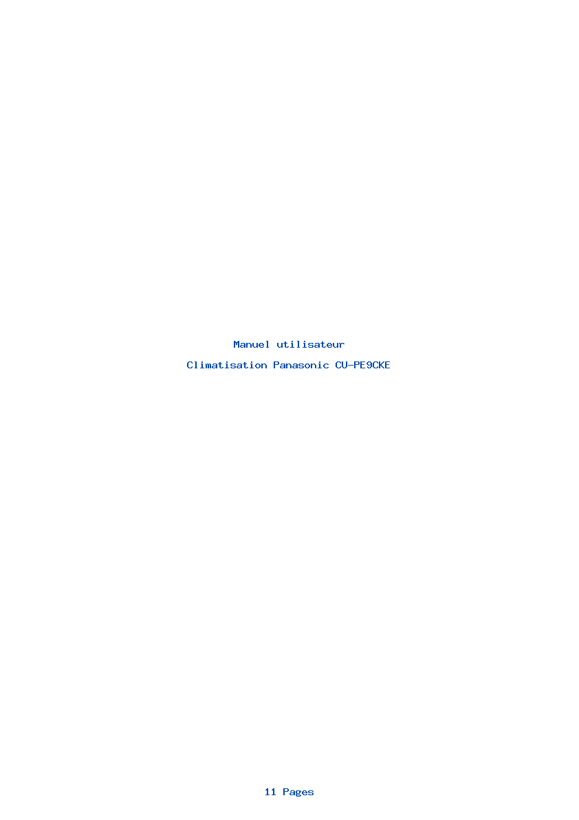 Page 1 de la notice Manuel utilisateur Panasonic CU-PE9CKE