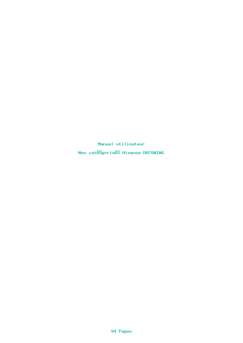 Page 1 de la notice Manuel utilisateur Hisense DH70W1WG